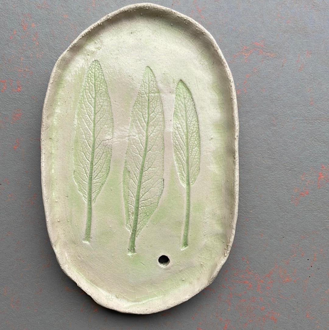 Soap dish with sage print