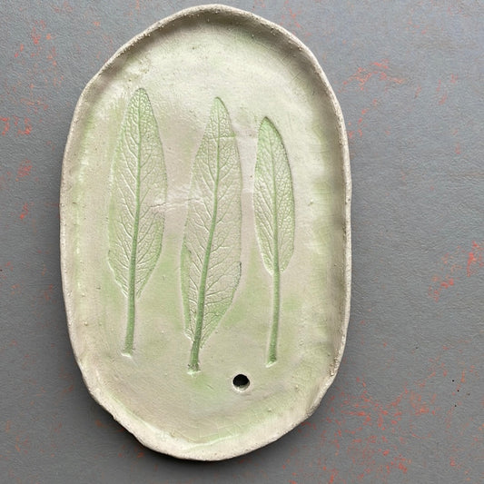 Soap dish with sage print