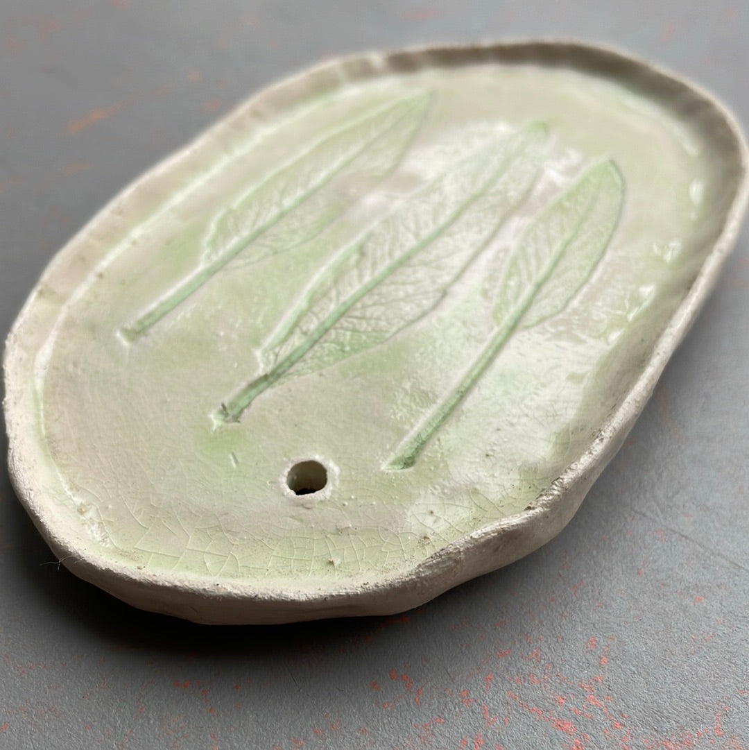 Soap dish with sage print