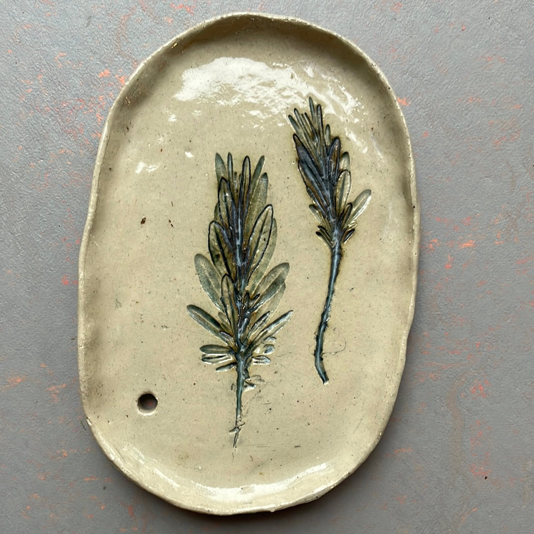 Soap dish with rosemary print