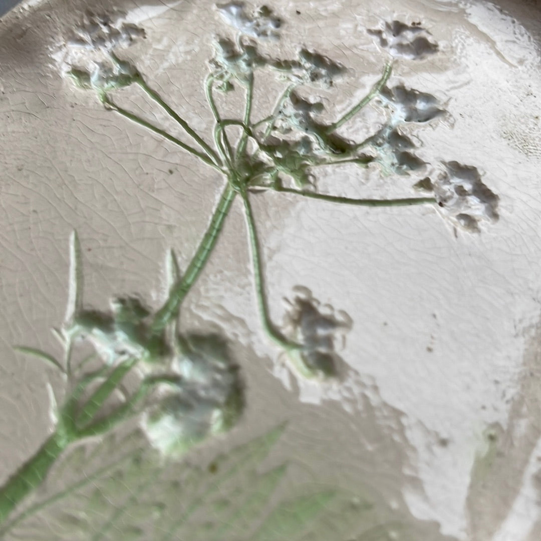 Soap dish with cow parsley print