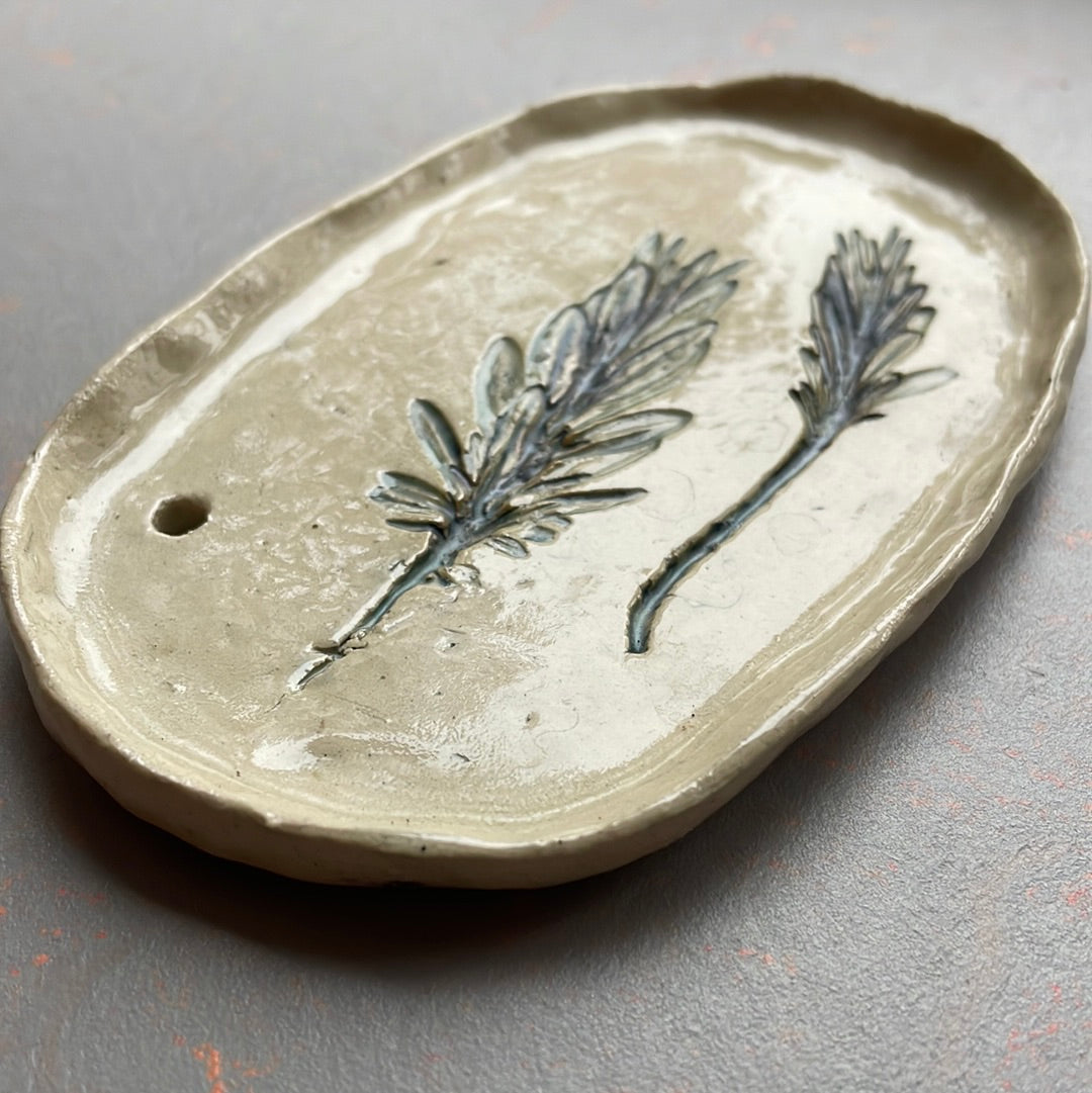 Soap dish with rosemary print